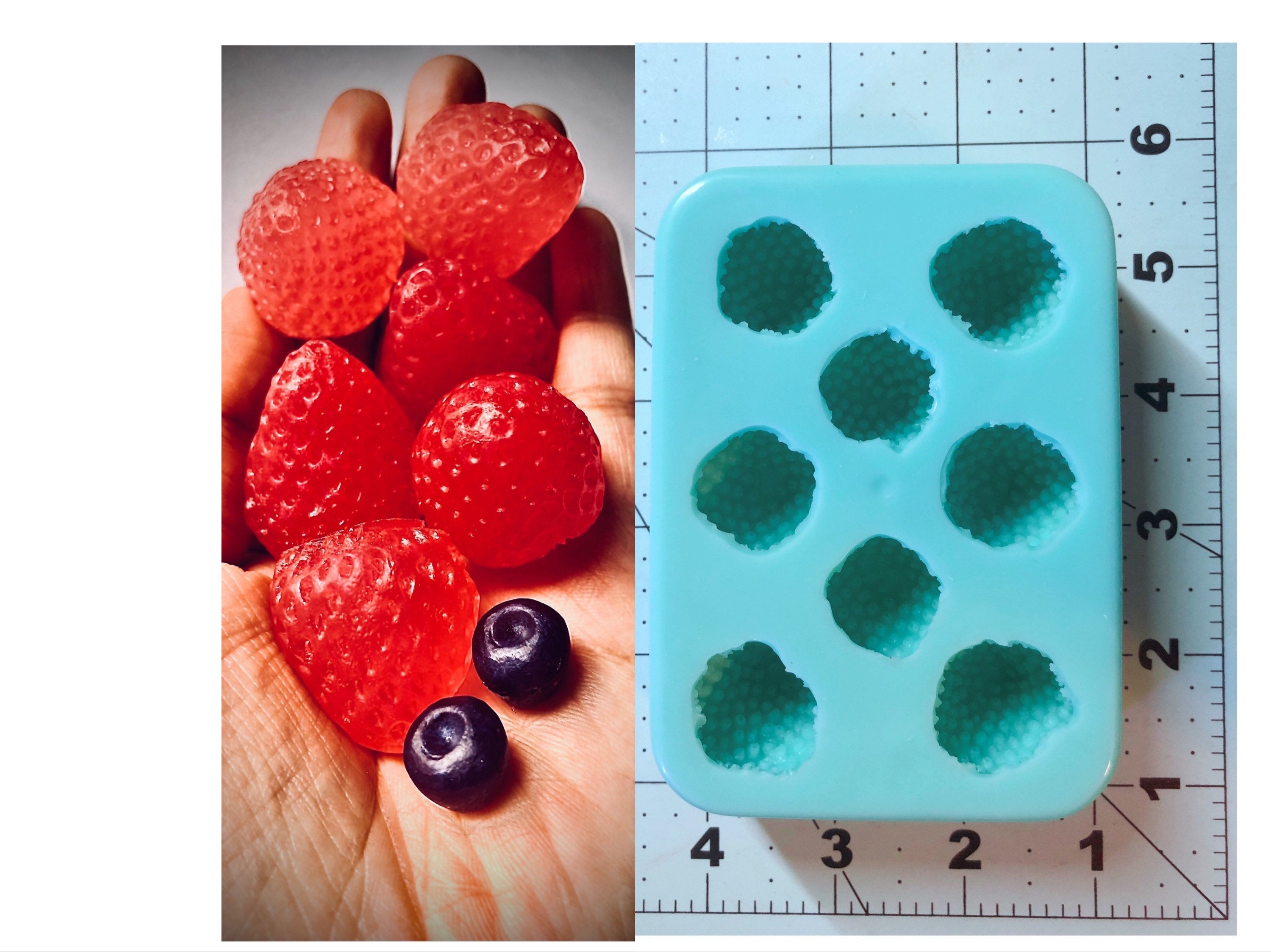 8pc 3D Strawberry Silicone Mold. Realistic Food Shape Mold, For Wax, Embed, Soap, Resin Castings
